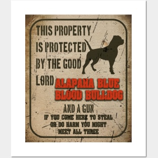 Alapaha blue blood bulldog Silhouette Vintage Humorous Guard Dog Warning Posters and Art